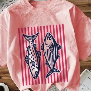 Pink Stripe Nautical Fish Tee